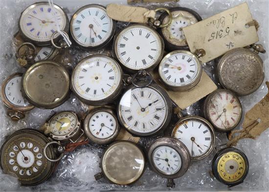 A collection of silver and base metal pocket watches, wristwatches and watch parts, in varied condition